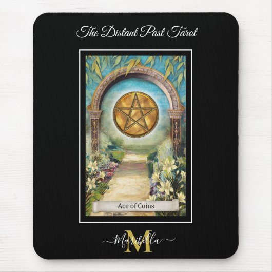De Distant Past Tarot Deck Aas van Munten Monogram Muismat (Voorkant)