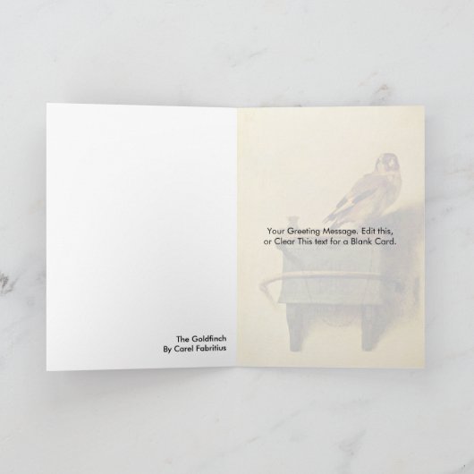 De distelvink. Door Carel Fabritius Kaart (Binnen)