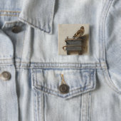 De distelvink vierkante button 5,1 cm (In situ)