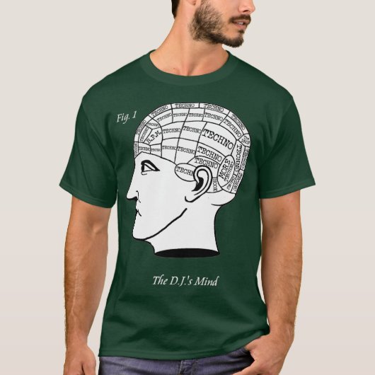 De DJ's Mind - Techno Music Mix Phrenology T-shirt (Voorkant)