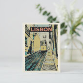 De Do Lavra kabelspoorweg in Lissabon Portugal Briefkaart (Staand voorkant)