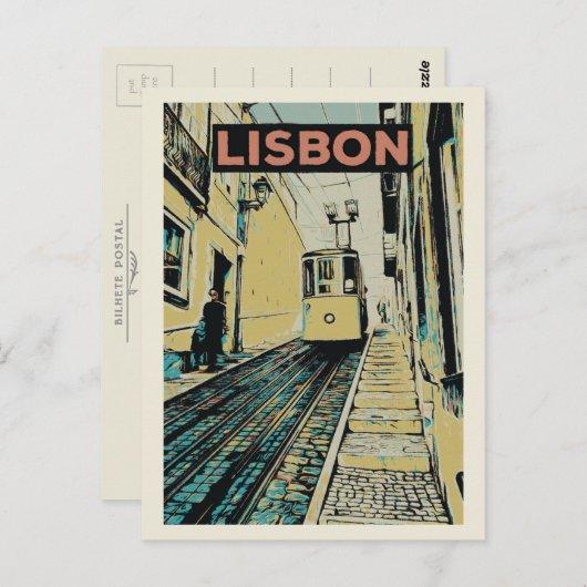 De Do Lavra kabelspoorweg in Lissabon Portugal Briefkaart (Voorkant / Achterkant)