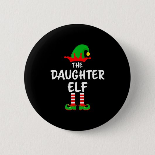 De dochter Elf bijpassende gezins kerst Ronde Button 5,7 Cm (Voorkant)