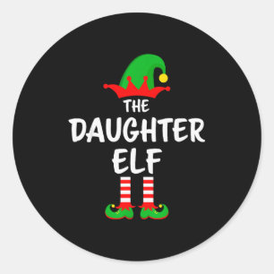 De dochter elf bijpassende gezinskerst  ronde sticker