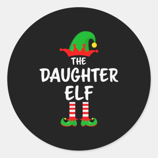 De dochter elf bijpassende gezinskerst ronde sticker (Voorkant)