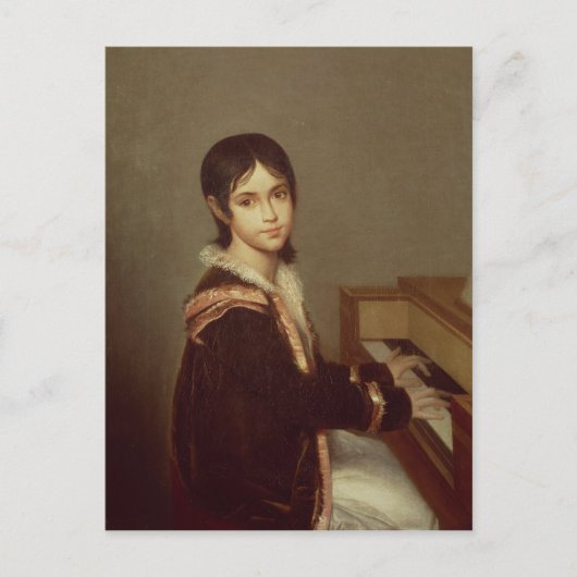 De dochter van de kunstenaar bij de Piano Briefkaart (Voorkant)