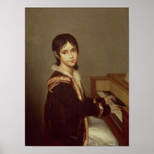 De dochter van de kunstenaar bij de Piano Poster
