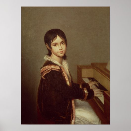 De dochter van de kunstenaar bij de Piano Poster (Voorkant)