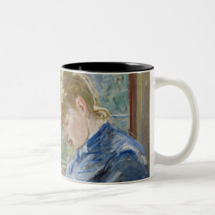 De dochter van de kunstenaar, Julie, met haar kind Tweekleurige Koffiemok