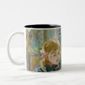 De dochter van de kunstenaar, Julie, met haar kind Tweekleurige Koffiemok (Links)