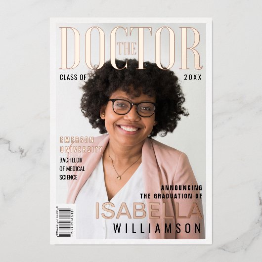 De Doctor Trendy Afstuderen Photo Magazine Folie Uitnodiging (Voorkant)