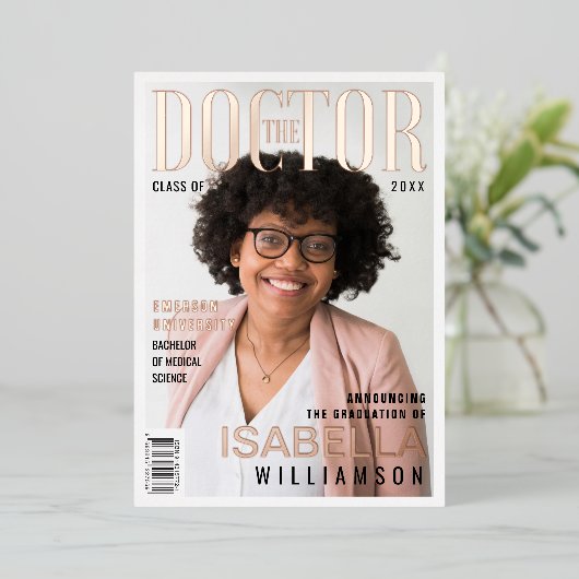De Doctor Trendy Afstuderen Photo Magazine Folie Uitnodiging (Staand Voorkant)