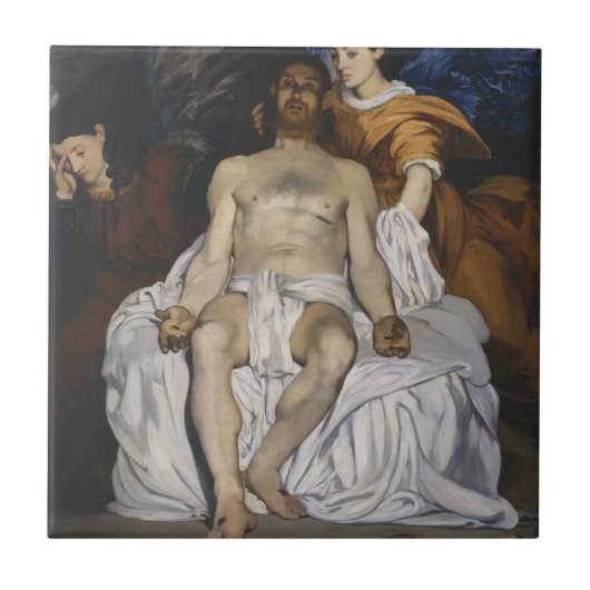 De dode Christus met Angels (door Édouard Manet) Tegeltje (Voorkant)