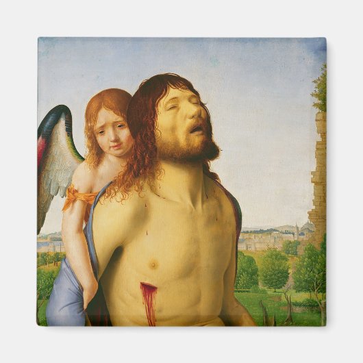 De dode Christus ondersteund door een engel, c.147 Magneet (Voorkant)