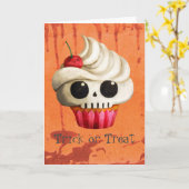 De Dodelijke Schedel Cupcake van Halloween Kaart (Gele Bloem)