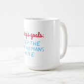 De doelstellingen van vandaag: de kleine mensen in koffiemok (Voorkant rechts)