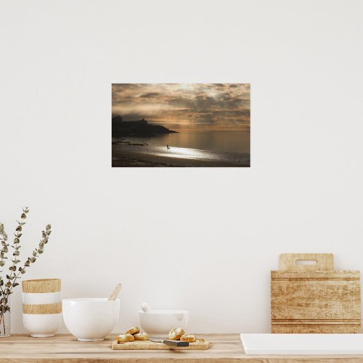 De Dog lopen op Douglas Beach Poster (Keuken)