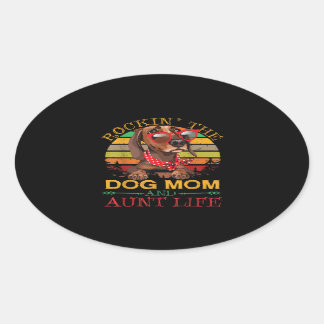 De Dog Mam Tunt voor tante. Ovale Sticker