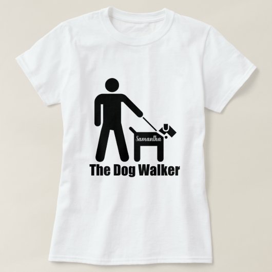 De Dog Walker voegt Naam of de Funny van de Tekst  T-shirt (Design voorkant)