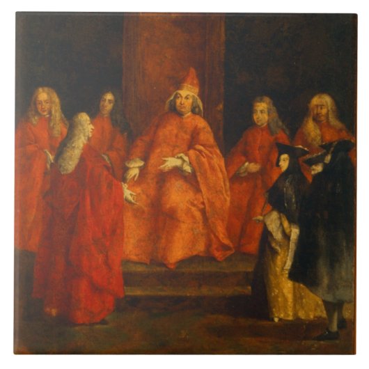 De Doge Grimani op zijn troon Tegeltje (Voorkant)