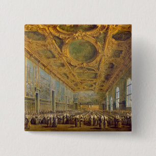 De Doge of Venice bedankt de Raad Vierkante Button 5,1 Cm