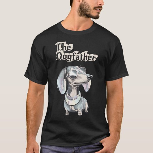 De Dogfather Grappige Retro Dachshund Hond T-shirt (Voorkant)