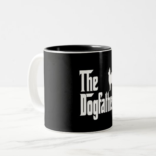 De Dogfather Lover Gift Tweekleurige Koffiemok (Voorkant links)