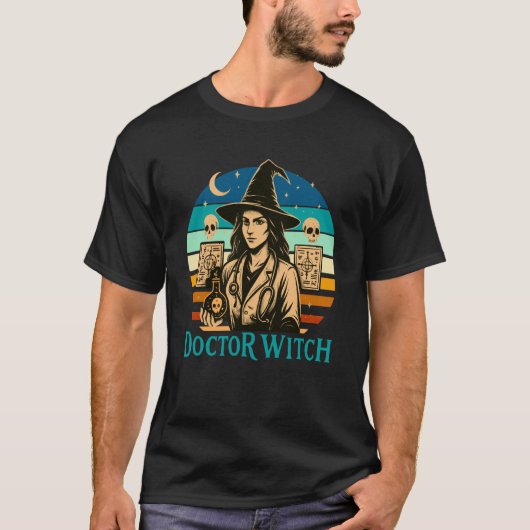 De Dokter Heks Grappig Halloween Ontwerp T-shirt (Voorkant)