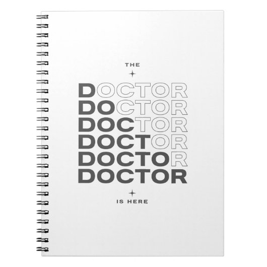 De Dokter Is Hier Minimaal Tekstontwerp Notitieboek (Voorkant)