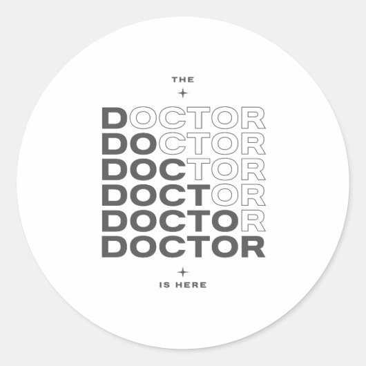 De Dokter Is Hier Minimaal Tekstontwerp Ronde Sticker (Voorkant)