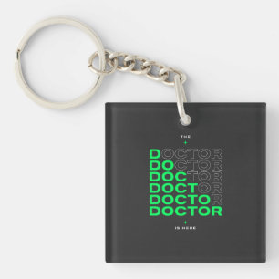De Dokter Is Hier Neon Tekst Design Sleutelhanger