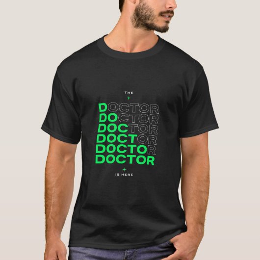 De Dokter Is Hier Neon Tekst Design T-shirt (Voorkant)