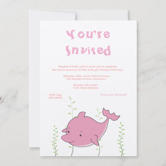 De dolfijn onder het Baby van de Verjaardag van Kaart (Achterkant)