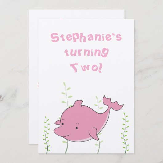 De dolfijn onder het Baby van de Verjaardag van Kaart (Voorkant / Achterkant)