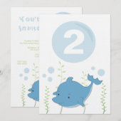 De dolfijn onder het Baby van de Verjaardag van Kaart (Voorkant / Achterkant)