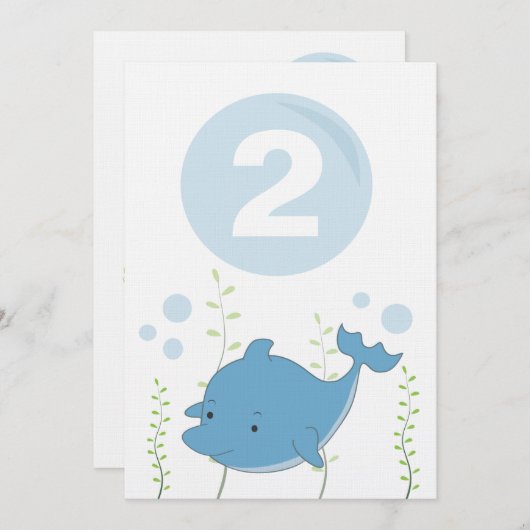 De dolfijn onder het Baby van de Verjaardag van Kaart (Voorkant / Achterkant)