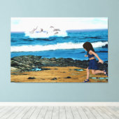 De Dolfijnen bekijken Canvas Afdruk (Insitu (Houten vloer))