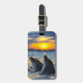 De dolfijnen zonder fles in zonlicht bagagelabel (Voorkant verticaal)