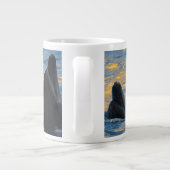 De dolfijnen zonder fles in zonlicht grote koffiekop (Achterkant)