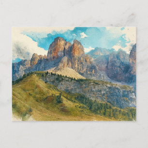 De Dolomieten Italië - Waterverfspatpainting Briefkaart