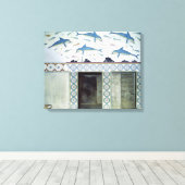De Dolphin Frescoes in de Bathroom van de Koningin Canvas Afdruk (Insitu (Houten vloer))