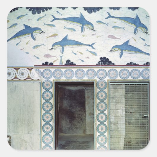 De Dolphin Frescoes in de Bathroom van de Koningin Vierkante Sticker (Voorkant)