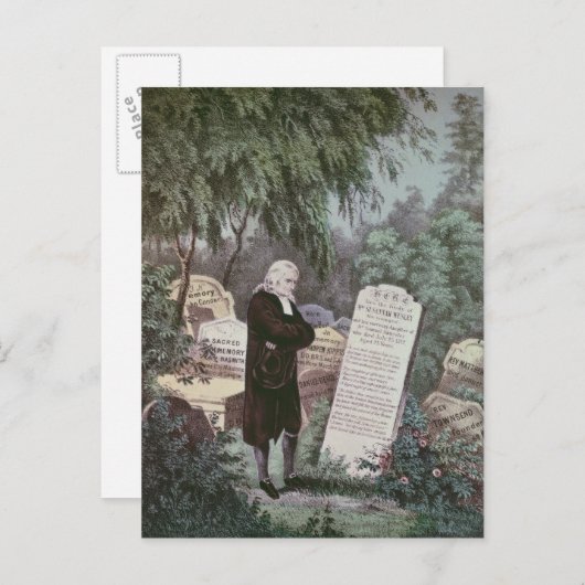 De dominee John Wesley bezoekt het graf van zijn m Briefkaart (Voorkant / Achterkant)