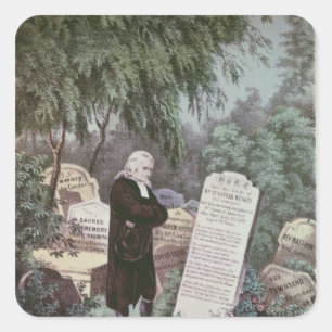 De dominee John Wesley bezoekt het graf van zijn m Vierkante Sticker