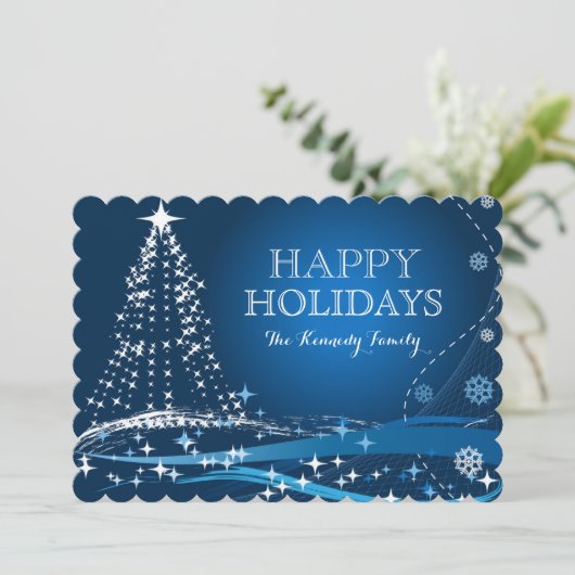 De donkerblauwe Achtergrond van de Winter Feestdagenkaart (Staand voorkant)
