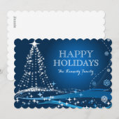De donkerblauwe Achtergrond van de Winter Feestdagenkaart (Voorkant / Achterkant)