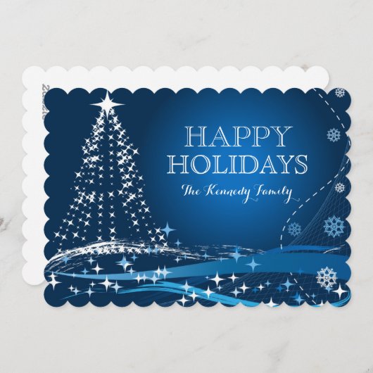 De donkerblauwe Achtergrond van de Winter Feestdagenkaart (Voorkant / Achterkant)