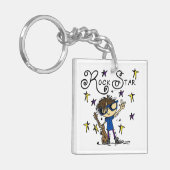 De donkerbruine Ster van de Rots Sleutelhanger (Voorkant Links)