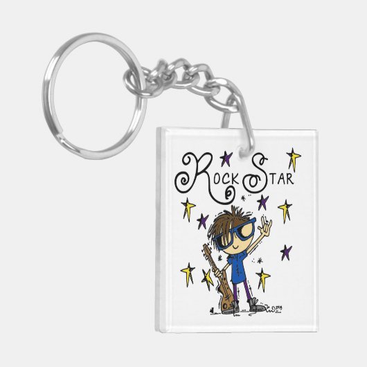 De donkerbruine Ster van de Rots Sleutelhanger (Voorkant Links)