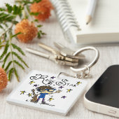 De donkerbruine Ster van de Rots Sleutelhanger (Voorkant Rechts)